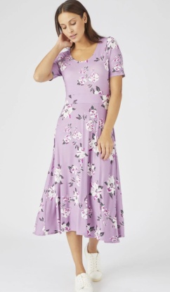 Damart Lilac Floral Print Comfort Stretch Dress